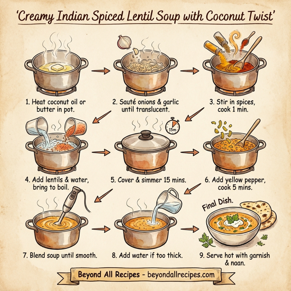 Creamy Indian Spiced Lentil Soup with Coconut Twist instructions