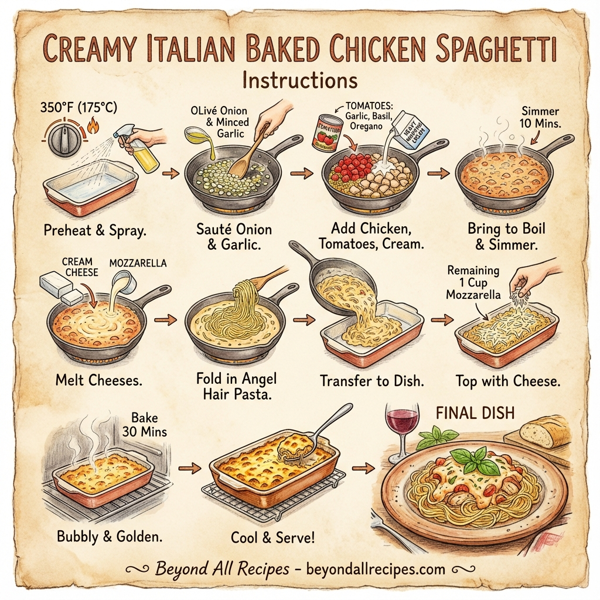 Creamy Italian Baked Chicken Spaghetti instructions