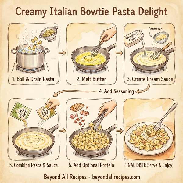 Creamy Italian Bowtie Pasta Delight instructions