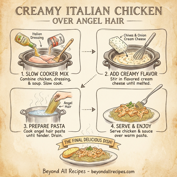 Creamy Italian Chicken Over Angel Hair instructions