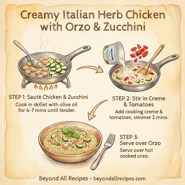 Creamy Italian Herb Chicken with Orzo and Zucchini instructions