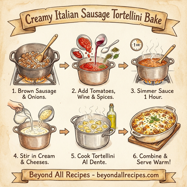Creamy Italian Sausage Tortellini Bake instructions