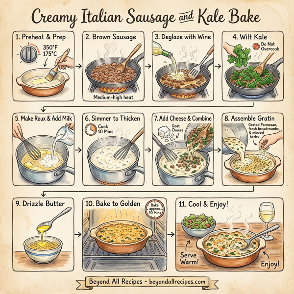 Creamy Italian Sausage and Kale Bake instructions
