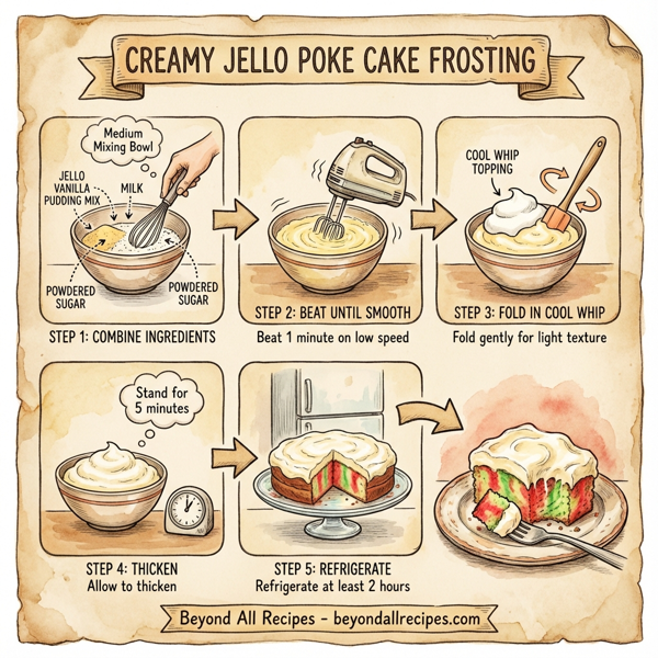 Creamy Jello Poke Cake Frosting instructions