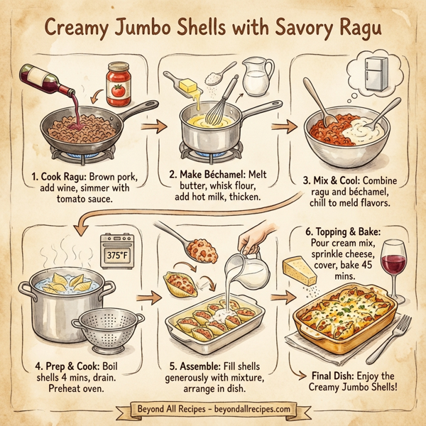 Creamy Jumbo Shells with Savory Ragu instructions