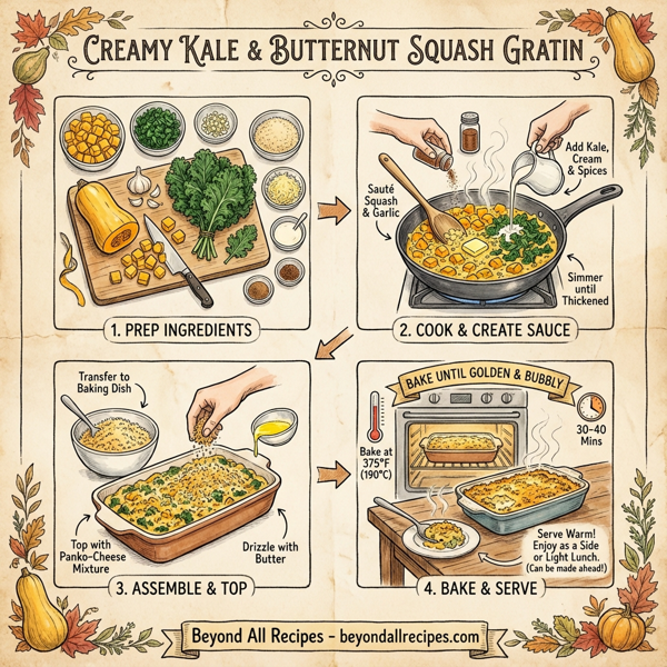 Creamy Kale and Butternut Squash Gratin instructions