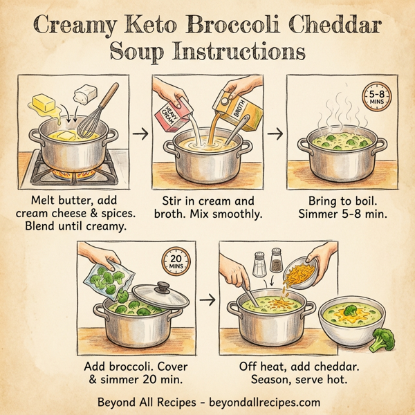 Creamy Keto Broccoli Cheddar Soup instructions