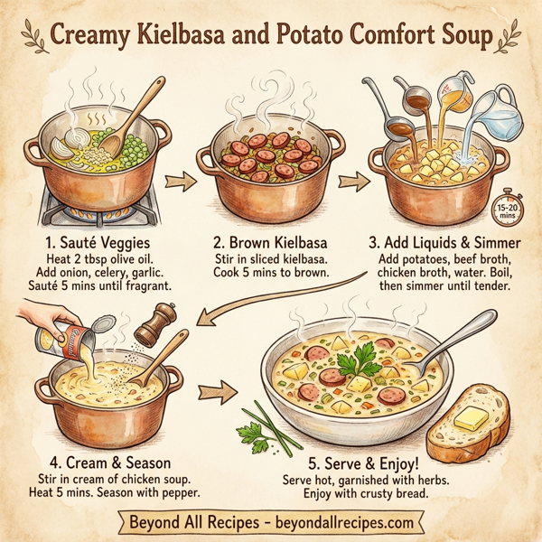 Creamy Kielbasa and Potato Comfort Soup instructions