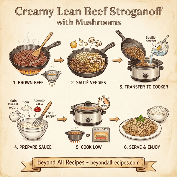 Creamy Lean Beef Stroganoff with Mushrooms instructions