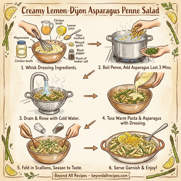 Creamy Lemon-Dijon Asparagus Penne Salad instructions