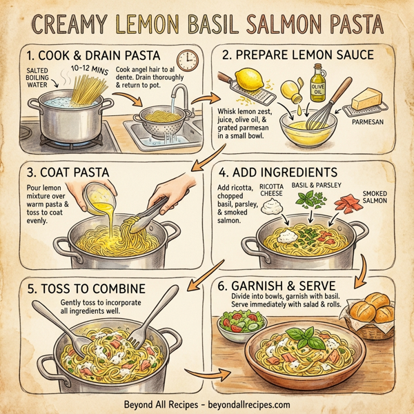 Creamy Lemon Basil Salmon Pasta instructions