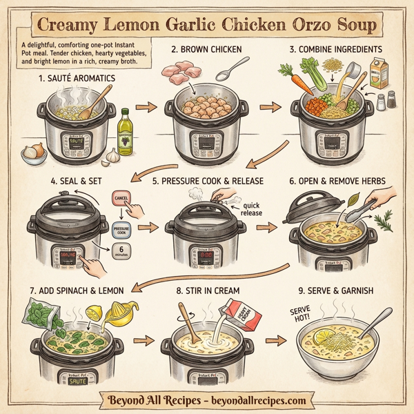 Creamy Lemon Garlic Chicken Orzo Soup instructions