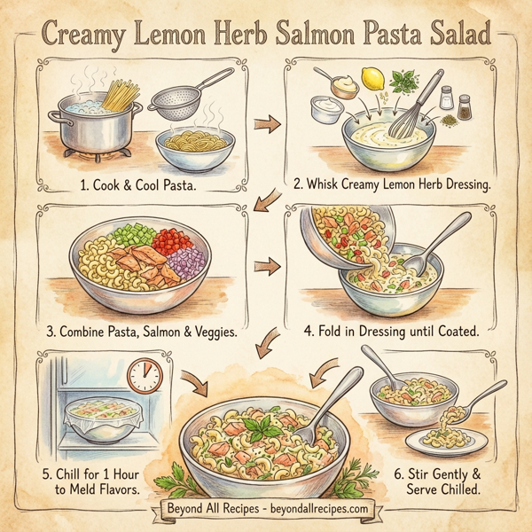 Creamy Lemon Herb Salmon Pasta Salad instructions