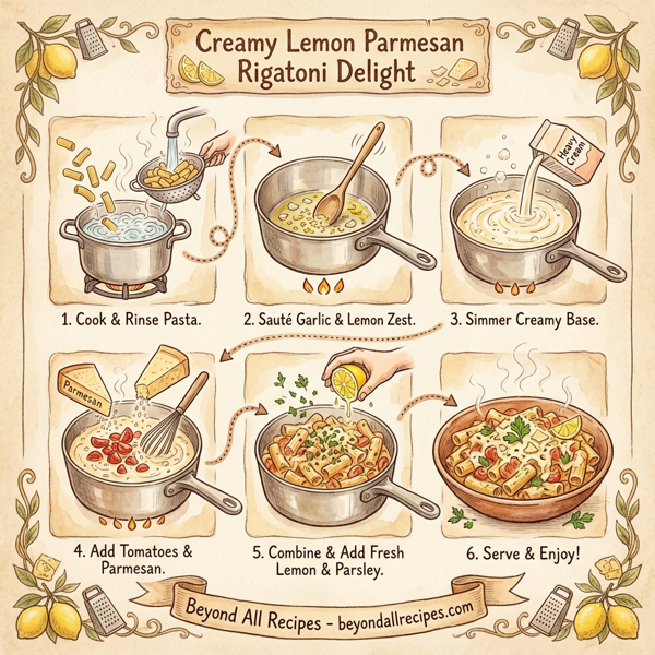 Creamy Lemon Parmesan Rigatoni Delight instructions