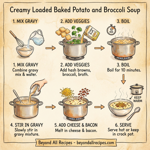Creamy Loaded Baked Potato and Broccoli Soup instructions