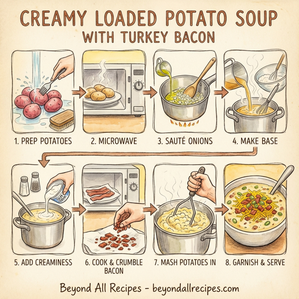 Creamy Loaded Potato Soup with Turkey Bacon instructions