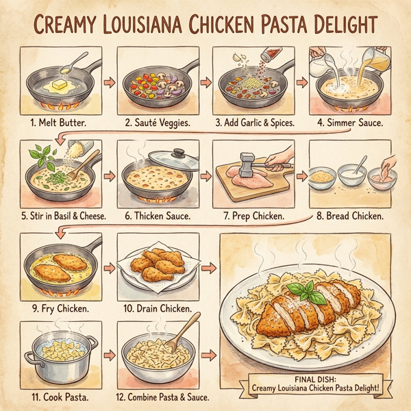 Creamy Louisiana Chicken Pasta Delight instructions