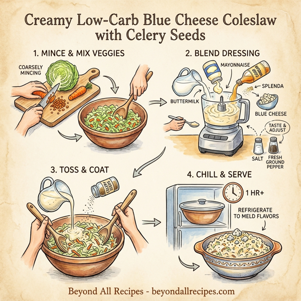 Creamy Low-Carb Blue Cheese Coleslaw with Celery Seeds instructions