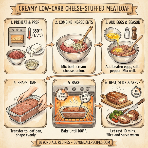 Creamy Low-Carb Cheese-Stuffed Meatloaf instructions
