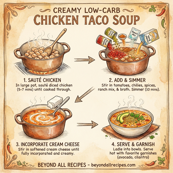 Creamy Low-Carb Chicken Taco Soup instructions