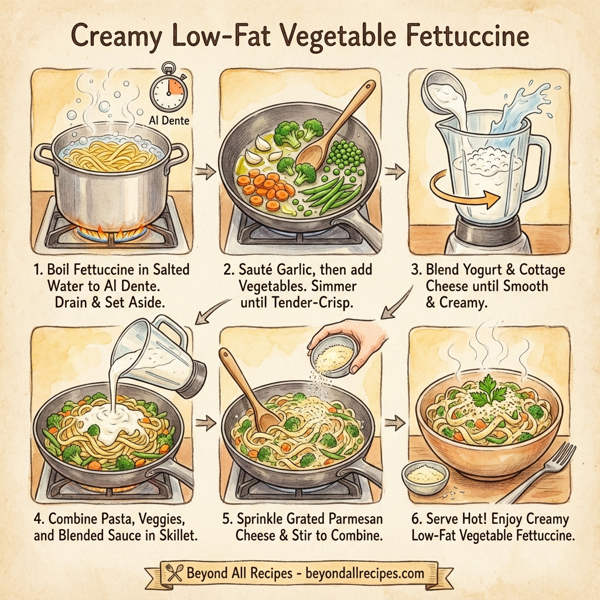 Creamy Low-Fat Vegetable Fettuccine instructions