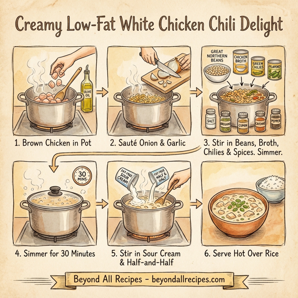 Creamy Low-Fat White Chicken Chili Delight instructions