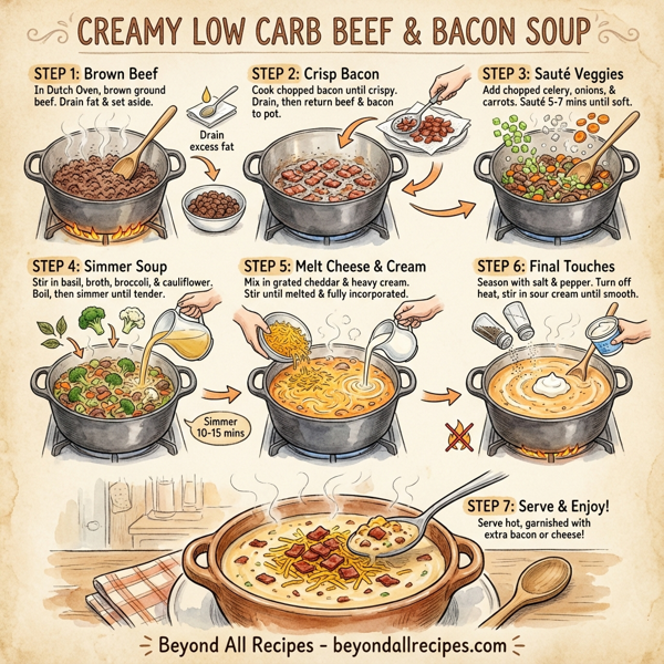 Creamy Low Carb Beef & Bacon Soup instructions