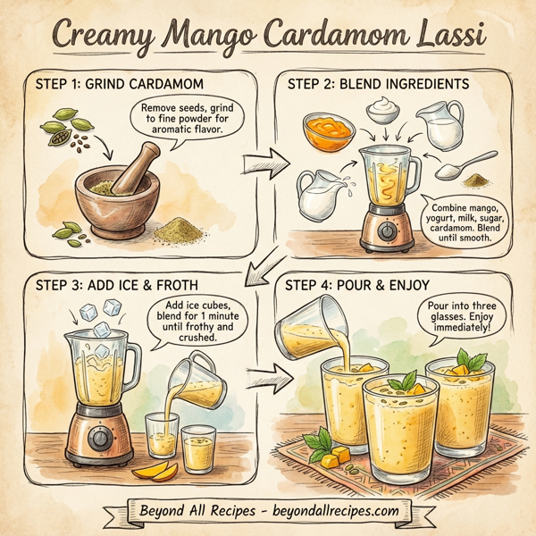 Creamy Mango Cardamom Lassi instructions