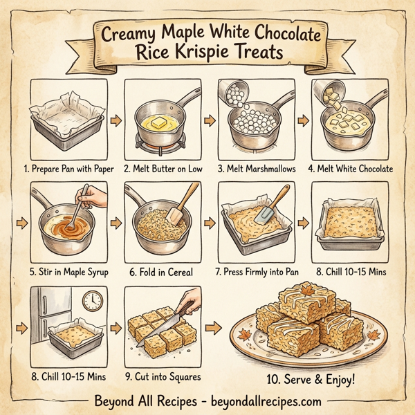 Creamy Maple White Chocolate Rice Krispie Treats instructions