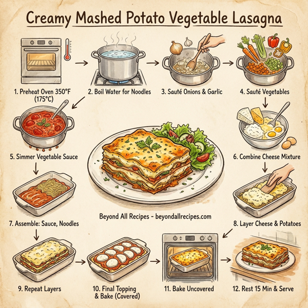 Creamy Mashed Potato Vegetable Lasagna instructions
