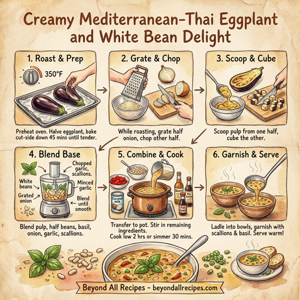 Creamy Mediterranean-Thai Eggplant and White Bean Delight instructions