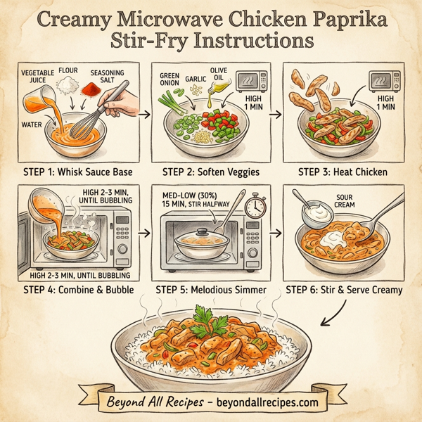 Creamy Microwave Chicken Paprika Stir-Fry instructions