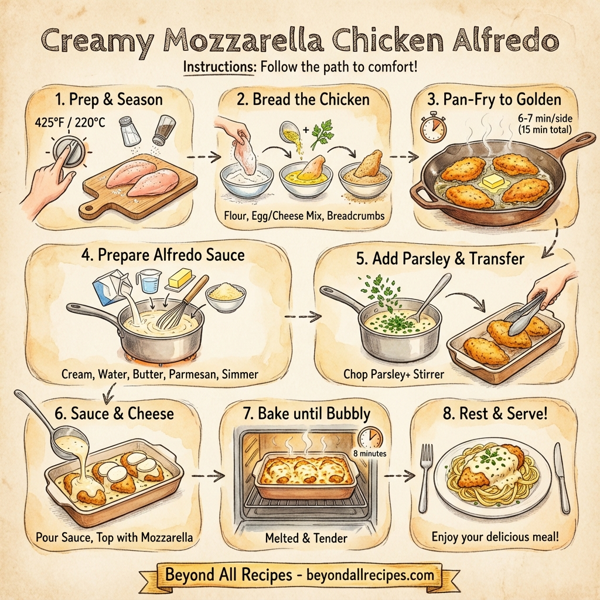 Creamy Mozzarella Chicken Alfredo instructions