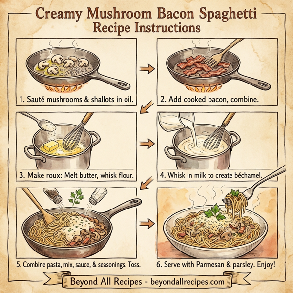 Creamy Mushroom Bacon Spaghetti instructions