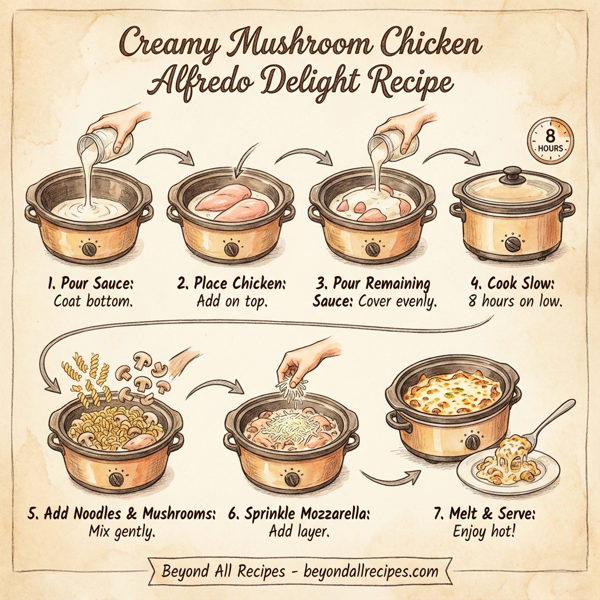 Creamy Mushroom Chicken Alfredo Delight instructions