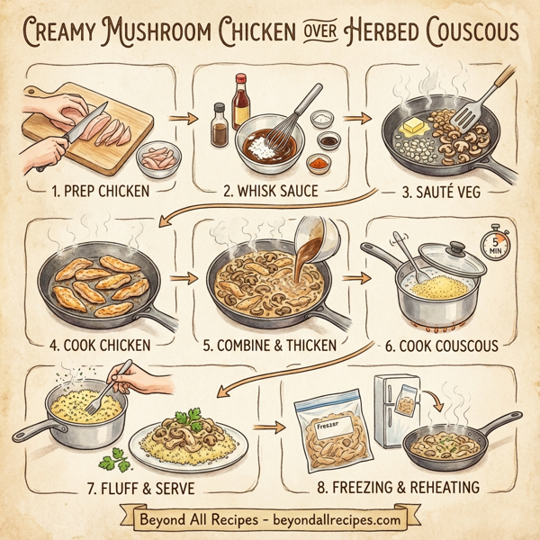 Creamy Mushroom Chicken Over Herbed Couscous instructions