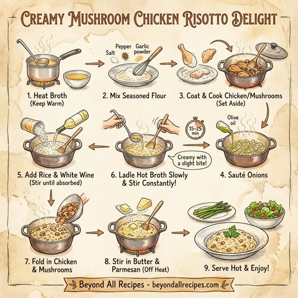 Creamy Mushroom Chicken Risotto Delight instructions