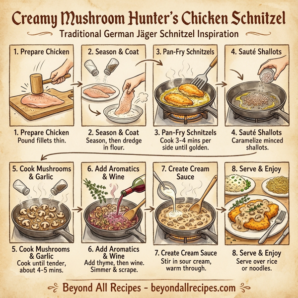 Creamy Mushroom Hunter's Chicken Schnitzel instructions