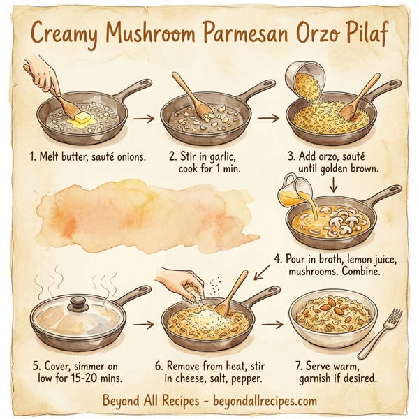 Creamy Mushroom Parmesan Orzo Pilaf instructions