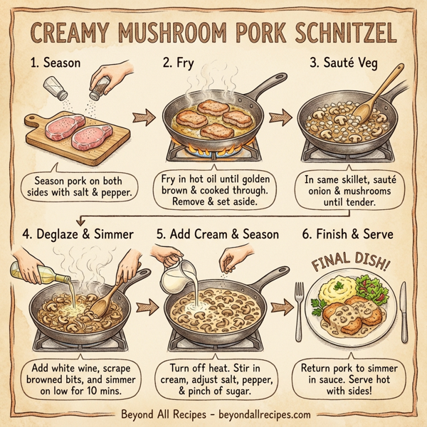 Creamy Mushroom Pork Schnitzel instructions