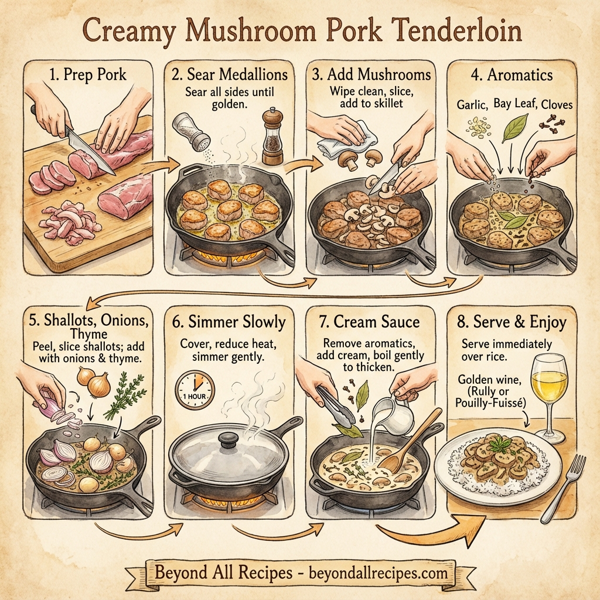 Creamy Mushroom Pork Tenderloin instructions