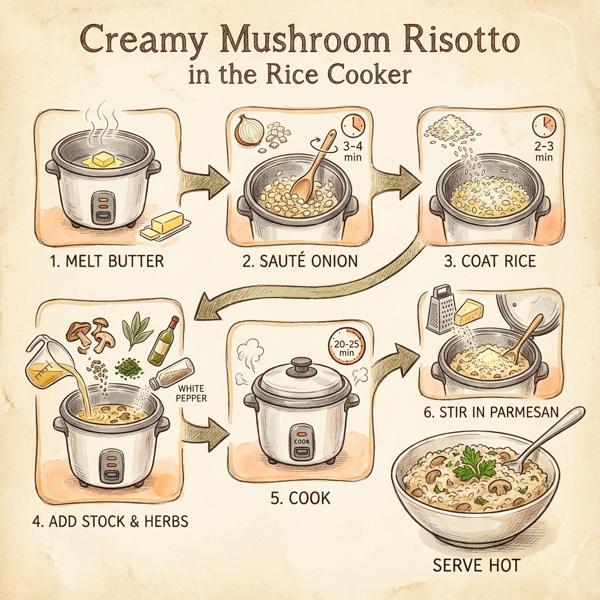 Creamy Mushroom Risotto in the Rice Cooker instructions
