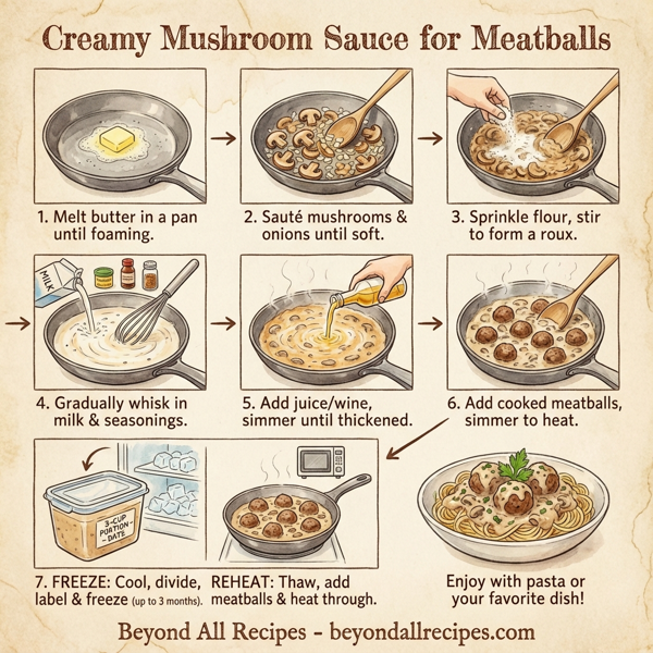 Creamy Mushroom Sauce for Meatballs instructions