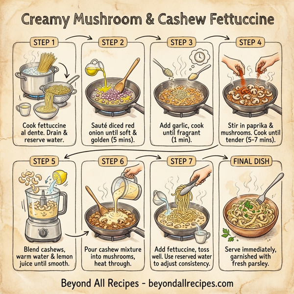 Creamy Mushroom & Cashew Fettuccine instructions