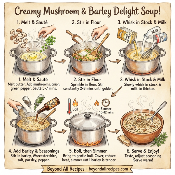 Creamy Mushroom and Barley Delight Soup instructions