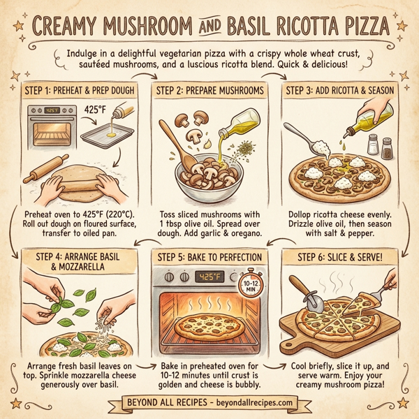 Creamy Mushroom and Basil Ricotta Pizza instructions