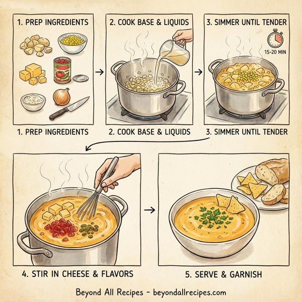 Creamy Nacho Cheese and Corn Potato Soup instructions