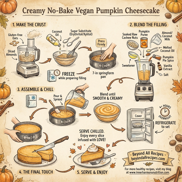 Creamy No-Bake Vegan Pumpkin Cheesecake instructions
