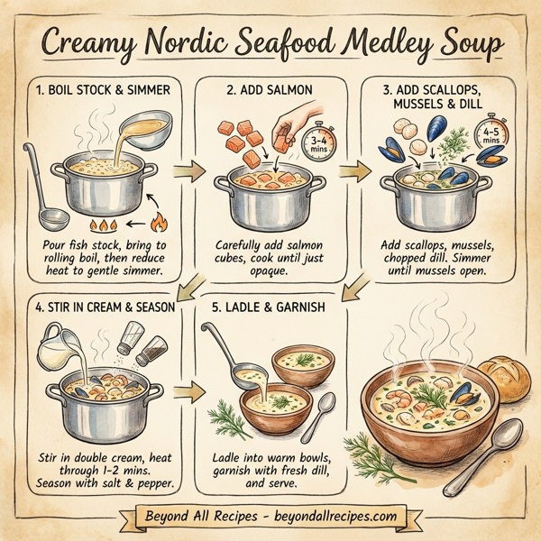 Creamy Nordic Seafood Medley Soup instructions