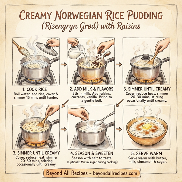 Creamy Norwegian Rice Pudding with Raisins instructions